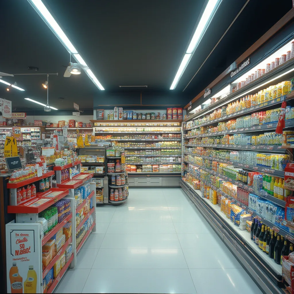 Interior de tienda de conveniencia moderna en estación argentina