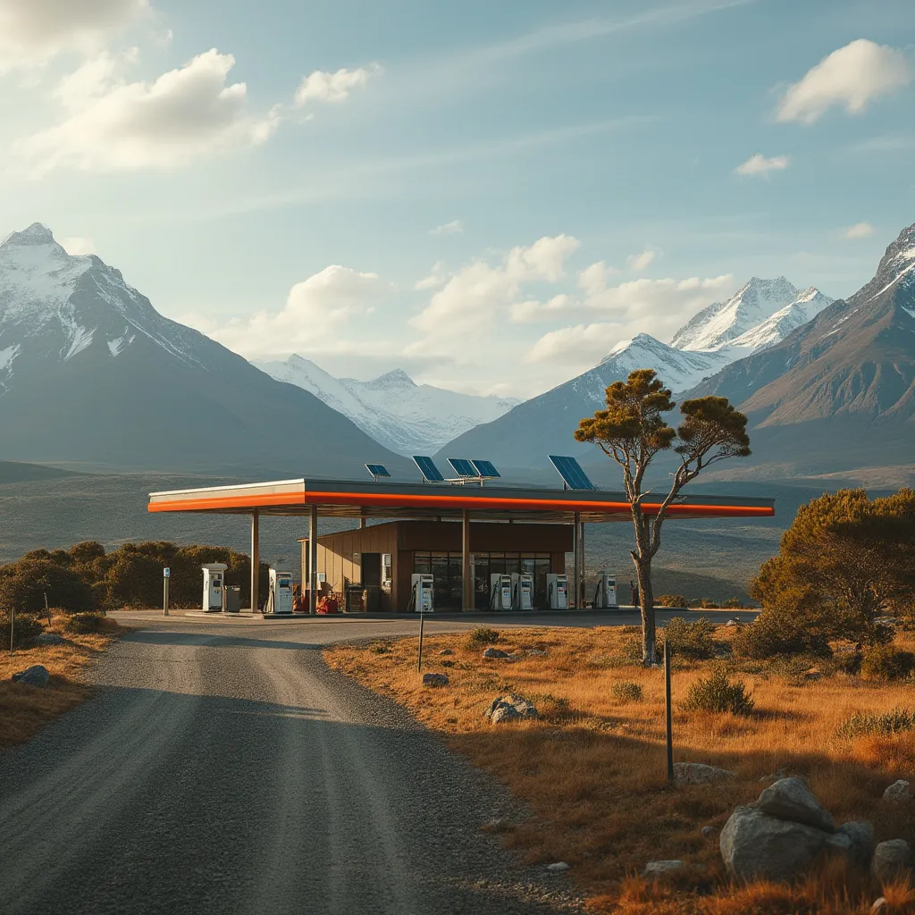 Estación de servicio en ruta patagónica